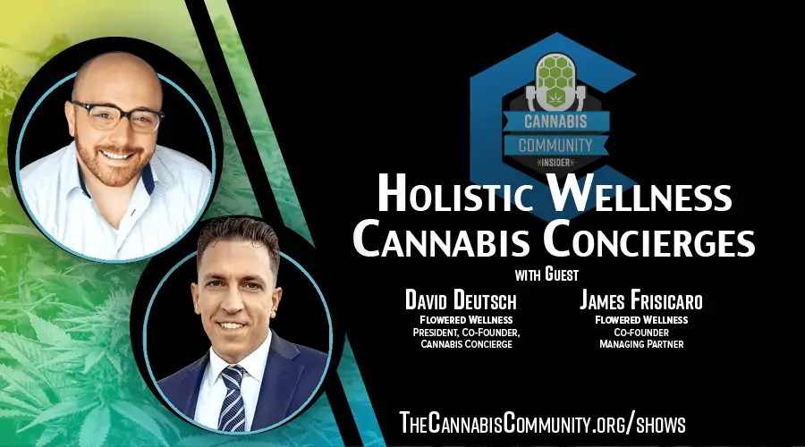 Two men attending cannabis conferences focused on holistic wellness.