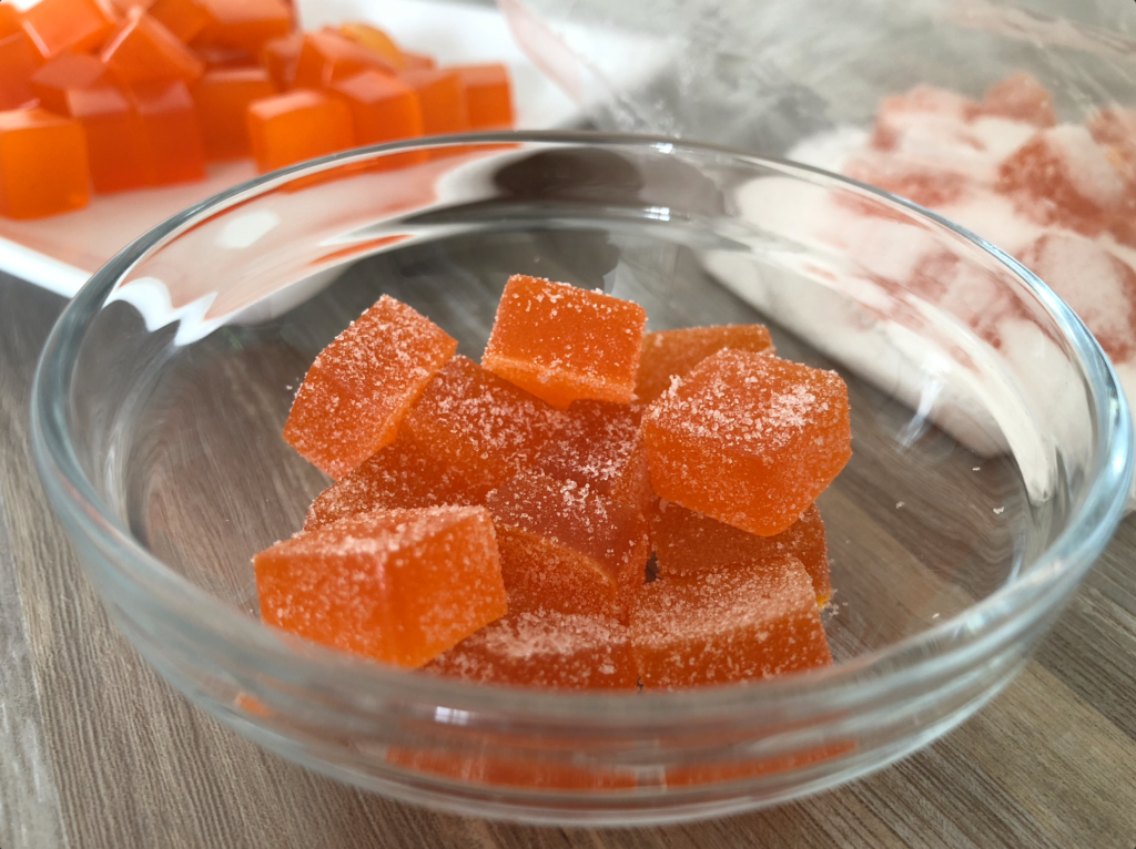  A sweet and sour coating made with citric acid and sugar covers these Sour Cannabis-Infused Sour Gummy Bears 