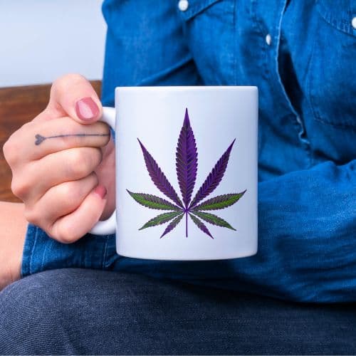 Purple Cannabis Leaf Mugs