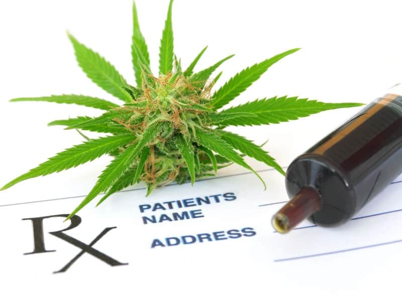 A prescription pad shows a bud of medical cannabis but Insurance doesn't cover medical cannabis.