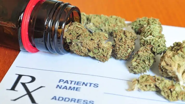 Medical marijuana shown with a medical cannabis card.