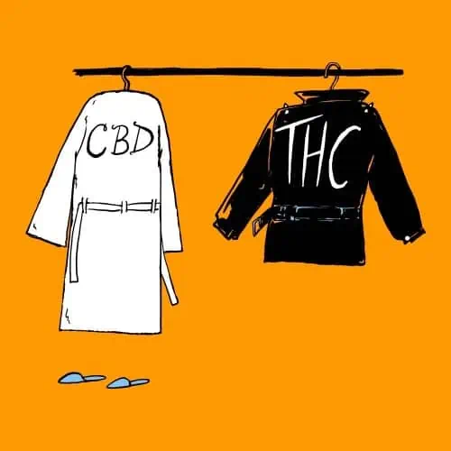 White robe for CBD and Black jacket for THC