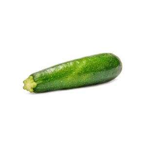 A green zucchini on a white background.