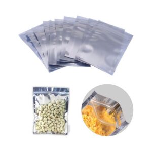 100 PACK Resealable Clear Ziplock Smell Proof Pouch Aluminum Foil Zip Lock Bulk Food Storage Bag