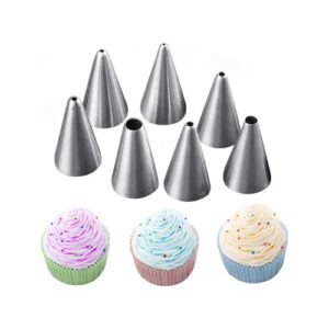 7Pcs Round Hole Russian Piping Nozzles Set，Stainless Steel Pastry Tips