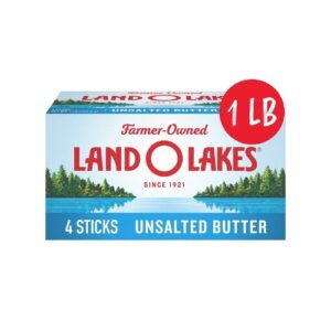 A box of land o lakes unsalted butter.