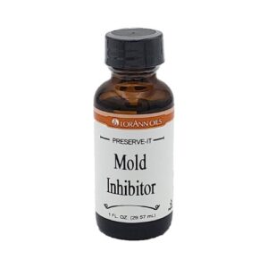 A bottle of mold inhibitor on a white background.