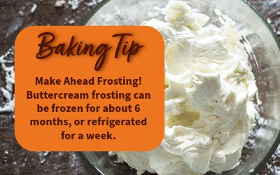 Make ahead buttercream frosting can be frozen or refrigerated for a week, perfect for pumpkin cookies and Weed Apron.