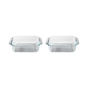 Two glass baking dishes on a white background.