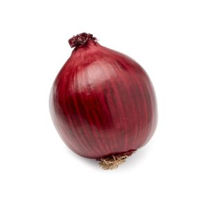 A red onion on a white background.