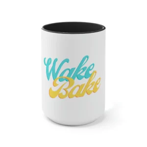 A wake and bake cannabis coffee mug, great for infused mug cake recipes