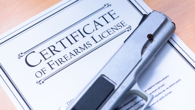 a firearm on a certificate of firearms license document