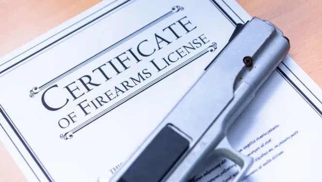 a firearm on a certificate of firearms license document