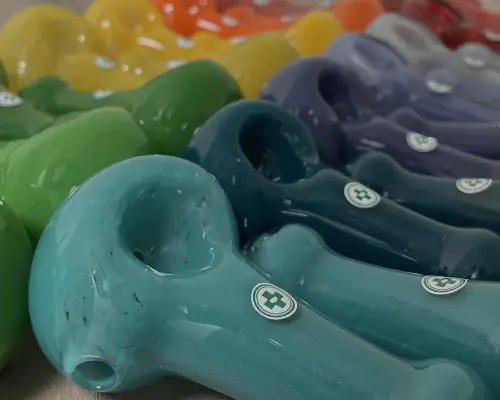 CannaDevices American Glass pipes in a rainbow of colors