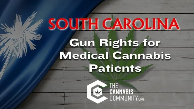 Gun Rights for medical cannabis patients in South Carolina Blog. State flag background.